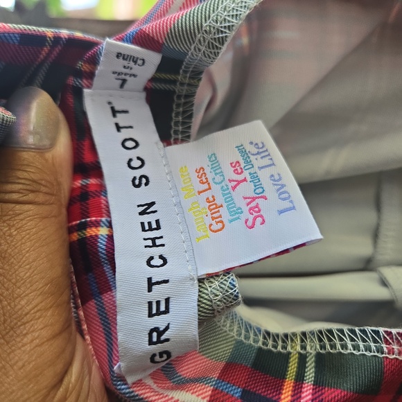 Gretchen Scott Designs Jersey Isosceles Duke of York Plaid Midi Shift Dress - Picture 11 of 12